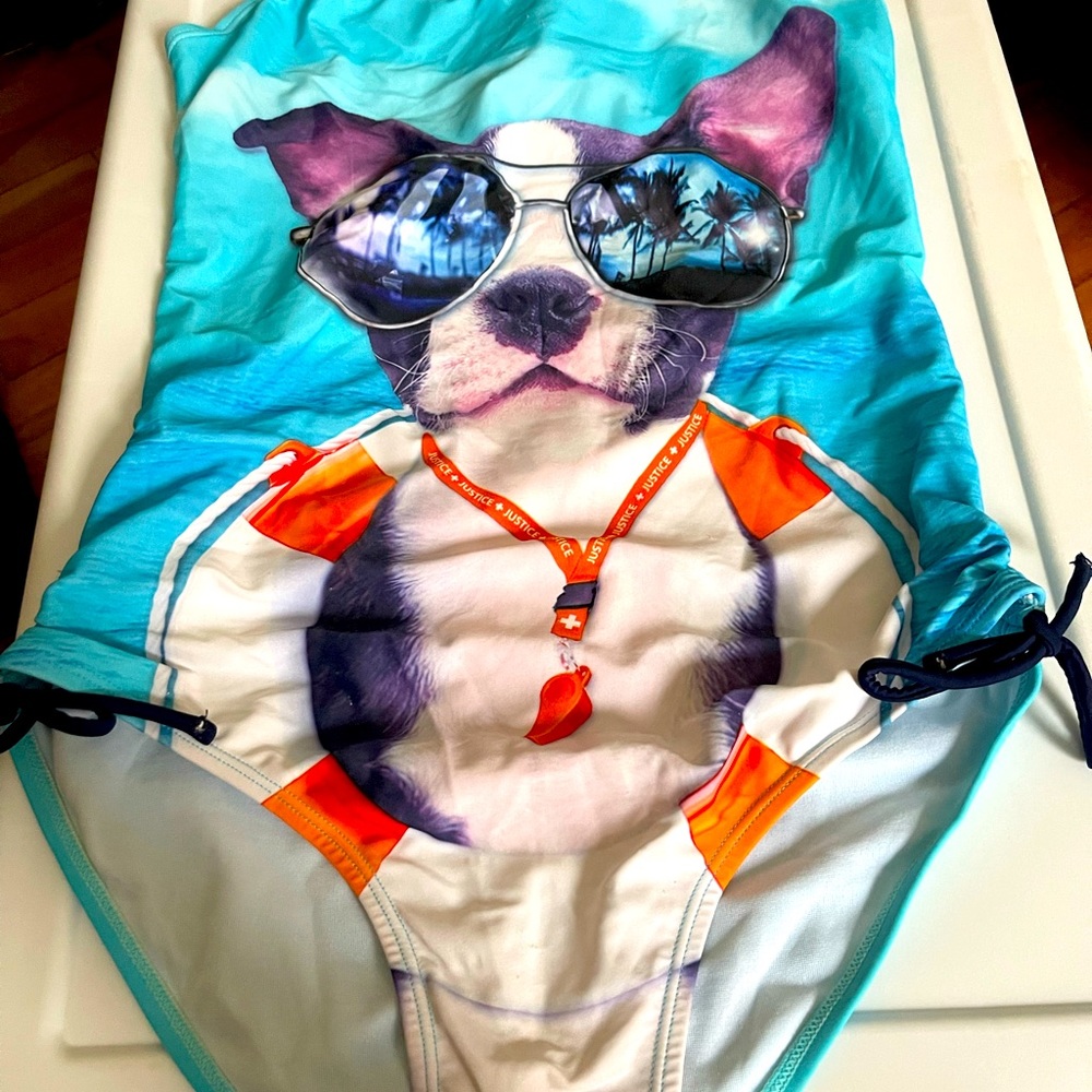 Justice Kids Boston Terrier Lifeguard Swimsuit